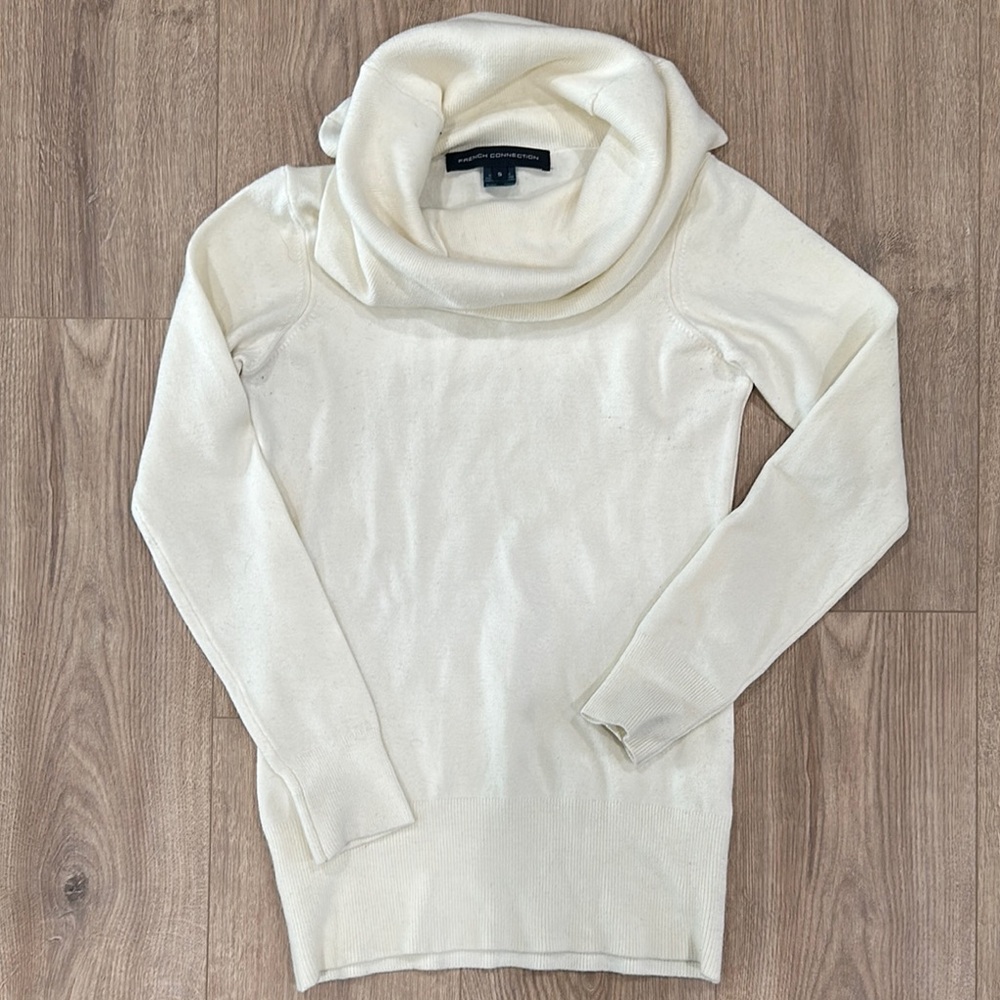 French Connection Cream Cowl Neck Sweater